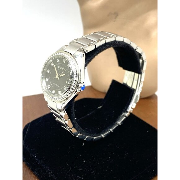 Citizen Women's Watch EW2551-52E Eco Drive Crystals Accent Black Dial Solar 26mm - Picture 2 of 14